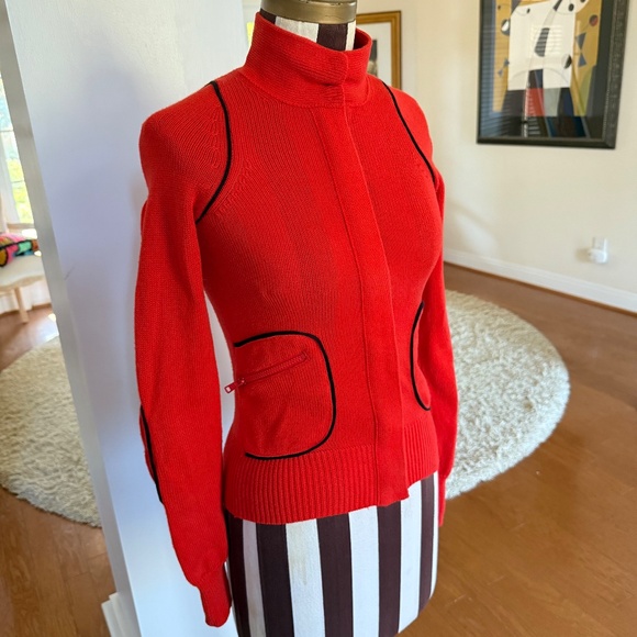 Armani Exchange A|X Red/Orange Knit Zip Up Cardigan Sweater Jacket Size XS - Picture 2 of 11